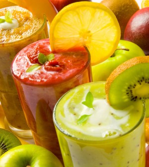 Kiwi, Raspberry and Peach Smoothies