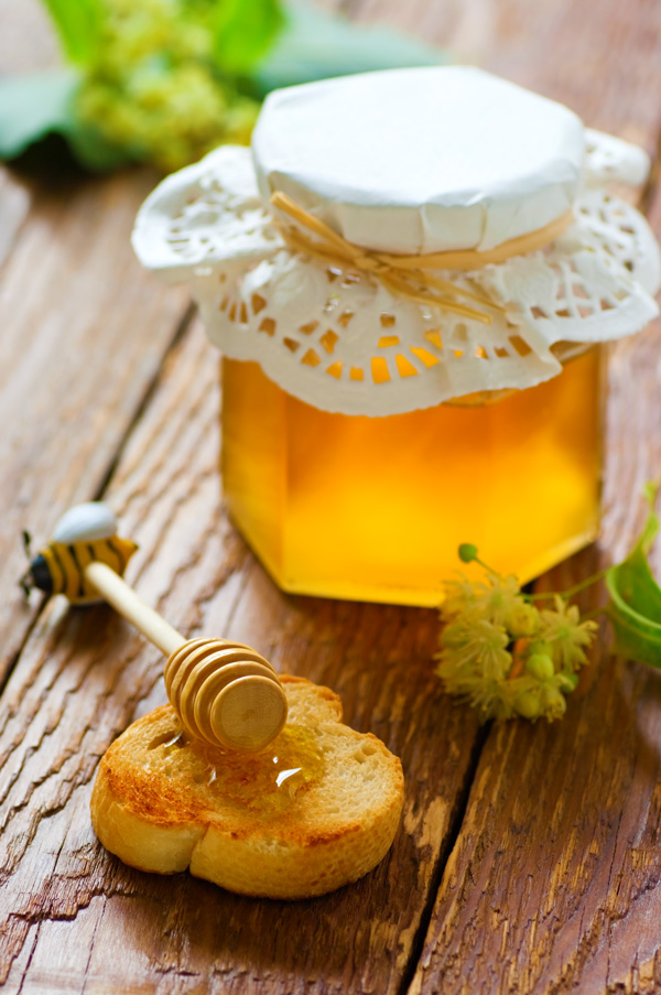Jar of Honey with Honey on Toast